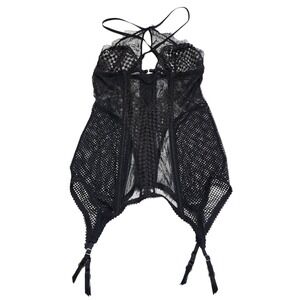 Victorias Secret Womens Bustier Corset Size Small Black Garter Straps Lace Sexy